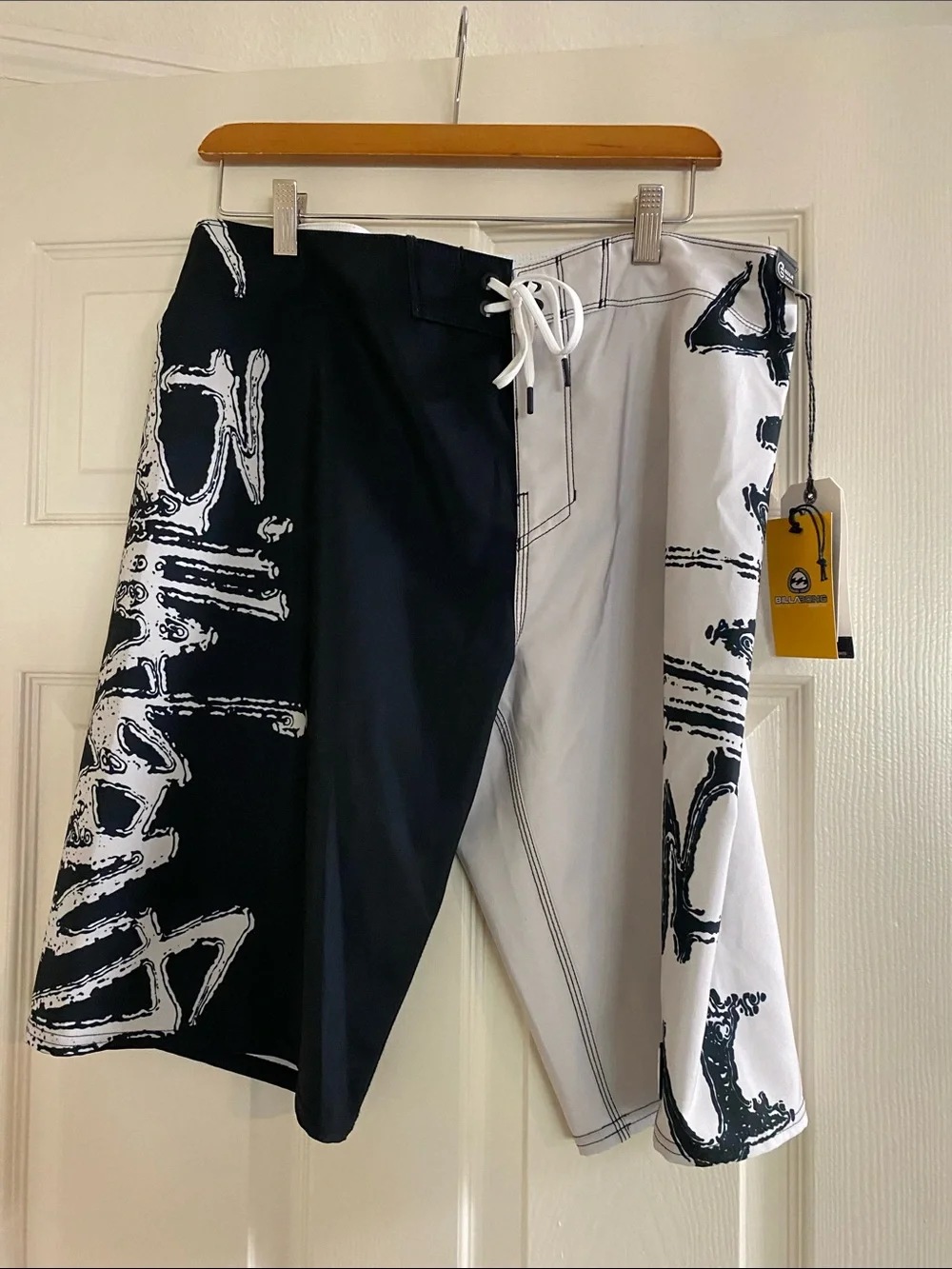 Billabong Black and White Split-Panel Men's Swim Trunks